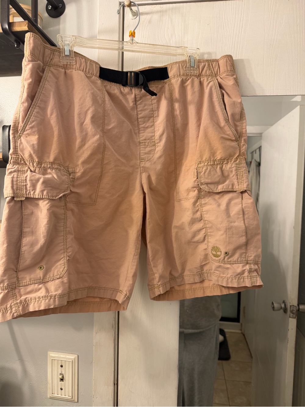 Timberland Light Tan Cargo Shorts with Black Belt